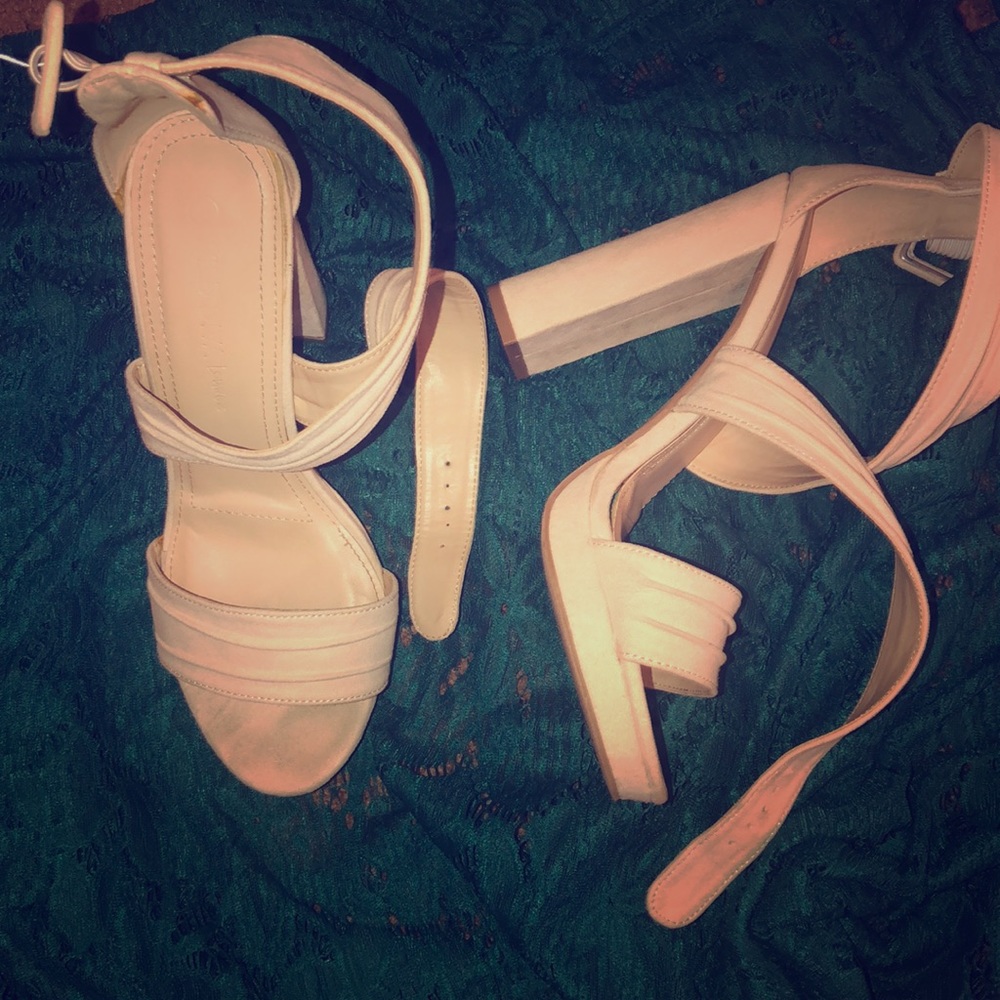 Beige platform heels